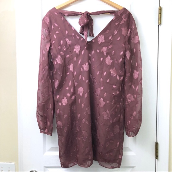 BCBGeneration Mauve Rose Pink Jacquard Bow Dress - Picture 5 of 8